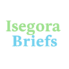 Isegora Briefs logo in green and blue text on transparent background